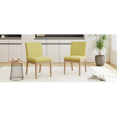 Green Fabric Dining Chair Set with Contemporary Design