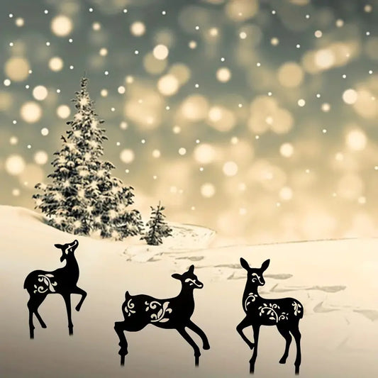 Outdoor Gardening Floor Outlet Christmas Deer Three-piece Set
