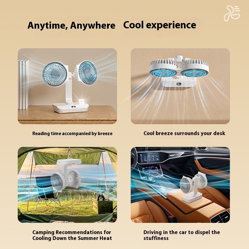 Ondaum Multi-Functional Dual Head Ultra Endurance Small Fan
