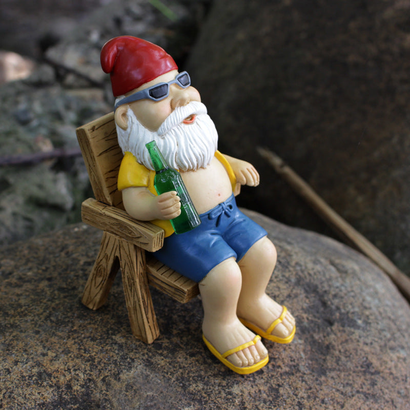 Resin Dwarf Recliner Garden Ornament