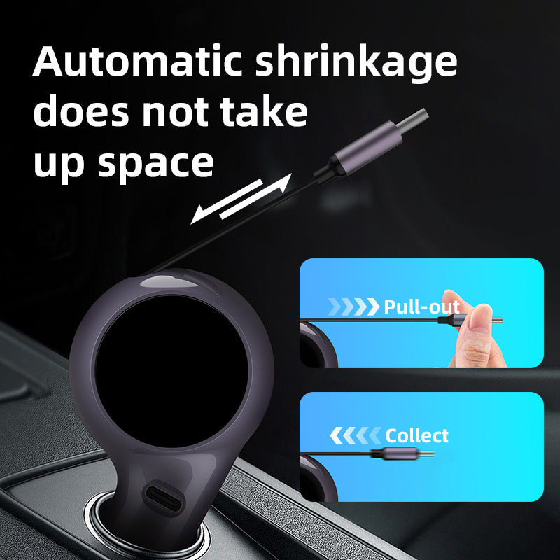120W Super Fast Car Charger with Retractable Cable