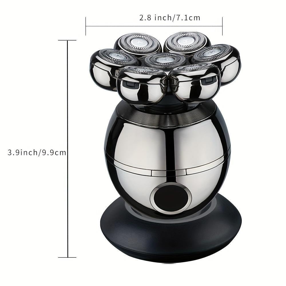 Detachable 5-in-1 Electric Head Shaver with Waterproof Design