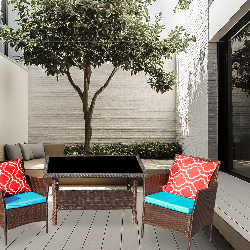 Four-Piece Sofa Set Table With Sofa Chair PE Rattan Outdoor Furniture