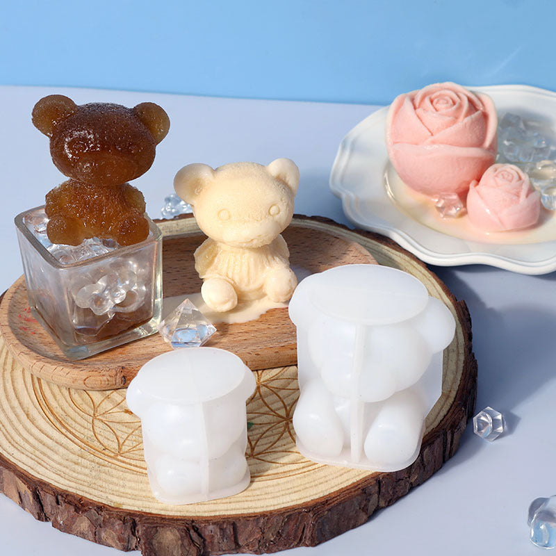Silicone Bear-Shaped Ice Cube and Candy Mold