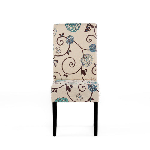 Contemporary White and Blue Dining Chair with Fabric Upholstery