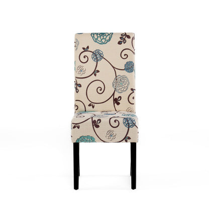Contemporary White and Blue Dining Chair with Fabric Upholstery