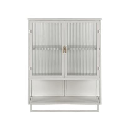 Modern Two-Door Wall Cabinet with Glass Doors and Open Shelf – Stylish & Functional