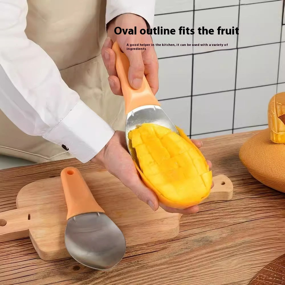 Stainless Steel Mango Peeler Fruit Meat Spoon Mango Cutter Dice
