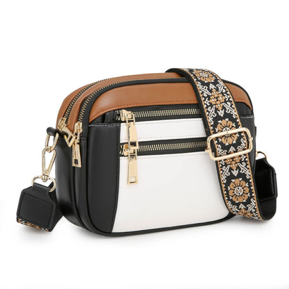 Ladies’ Two-Tone PU Leather Small Square Crossbody Bag