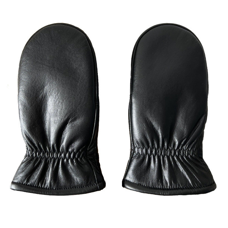 Winter Sheepskin Leather Hand Warm Gloves