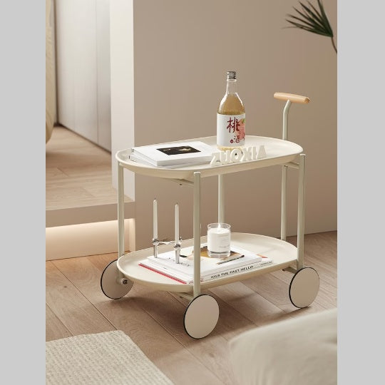 Movable Double-Layer Storage Pushcart with Wheels