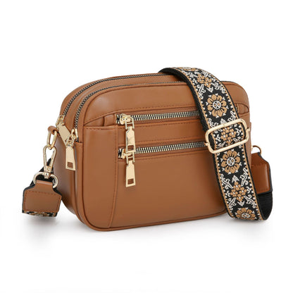 Ladies’ Two-Tone PU Leather Small Square Crossbody Bag