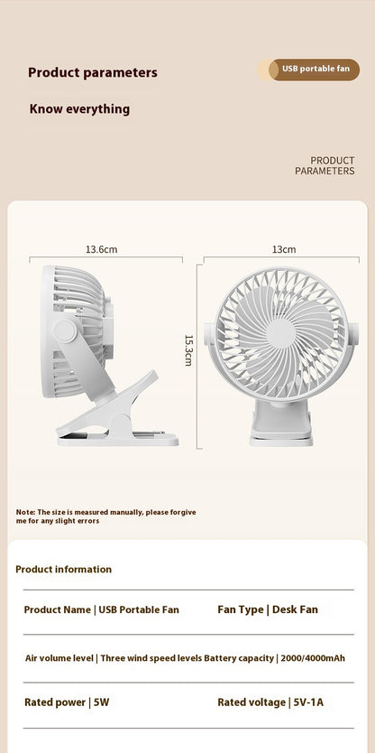 Ondaum Multifunctional USB Portable Noiseless Electric Fan