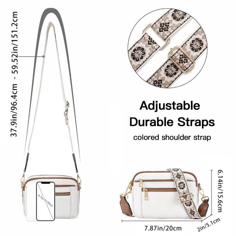 Ladies’ Two-Tone PU Leather Small Square Crossbody Bag