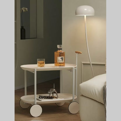 Movable Double-Layer Storage Pushcart with Wheels