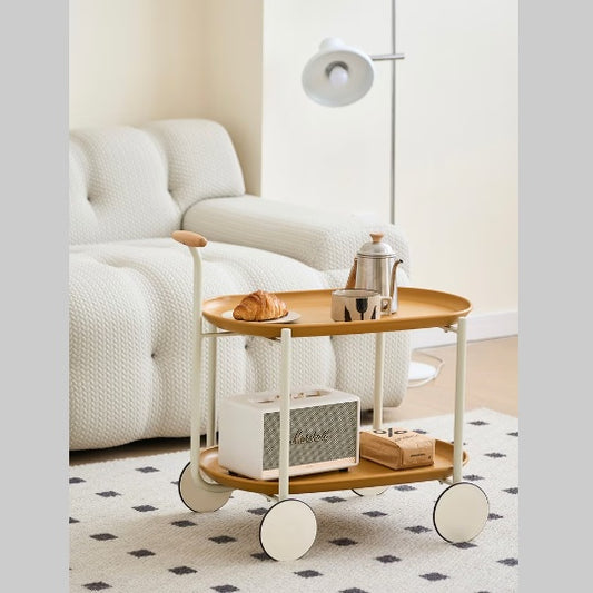 Movable Double-Layer Storage Pushcart with Wheels