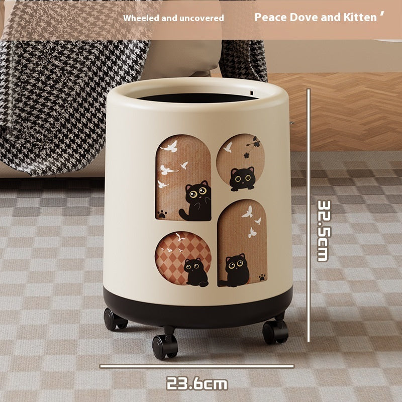 Portable Household Trash Can With Lid