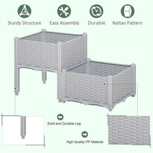 2-Piece Elevated Self-Watering Garden Bed