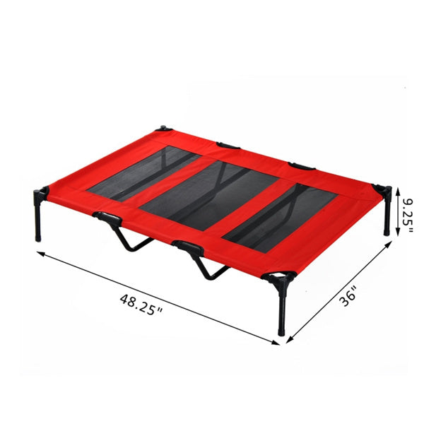 Elevated XXL Pet Bed with Durable Steel Frame – Red