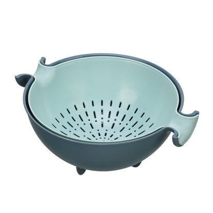 Double-Layer Rotating Fruit and Vegetable Drain Basket