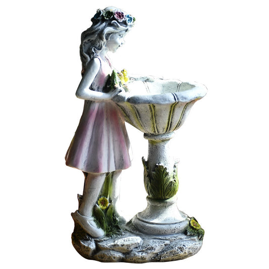 Solar Flower Fairy Resin Ornament – Outdoor Garden Angel Decoration