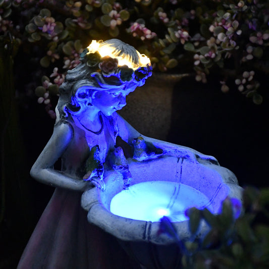 Solar Flower Fairy Resin Ornament – Outdoor Garden Angel Decoration