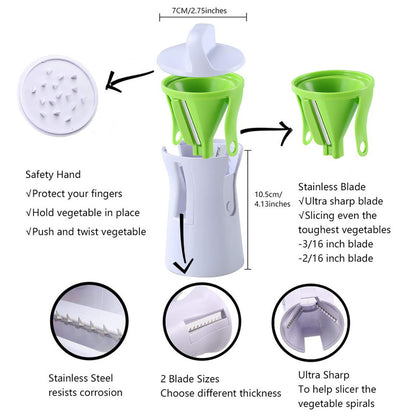 Portable screw machine vegetable slicer handheld screw machine peeler spiral slicer stainless steel potato spaghetti zucchini