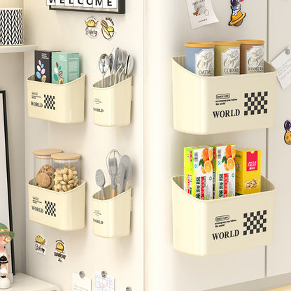 Ondaum Magnetic Refrigerator Side Wall Storage Box in Cream Style