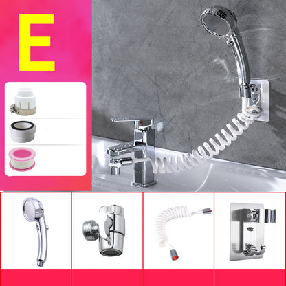 Wash basin faucet with external shampoo shower