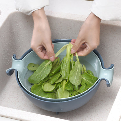 Double-Layer Rotating Fruit and Vegetable Drain Basket