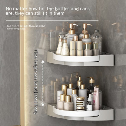 Rotating Bathroom Triangle Storage Rack Wall-mounted Punch-free Corner Shower Gel