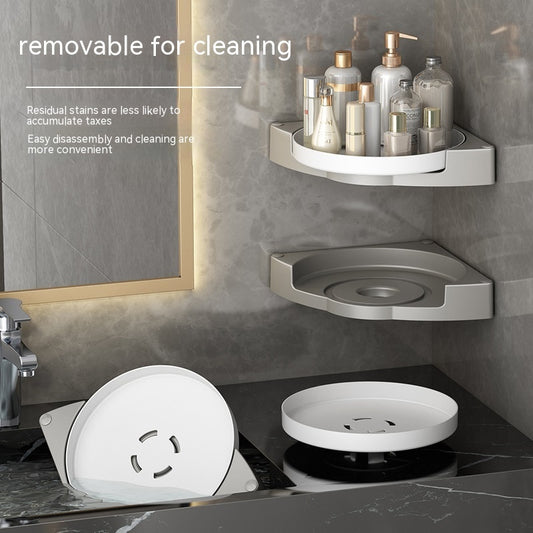 Rotating Bathroom Triangle Storage Rack Wall-mounted Punch-free Corner Shower Gel
