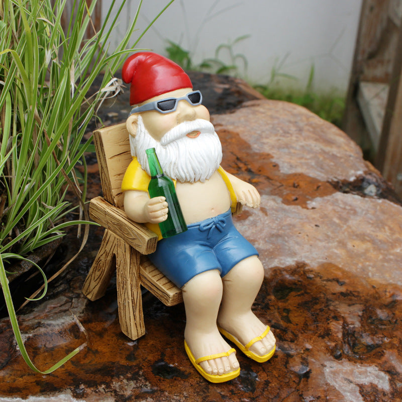 Resin Dwarf Recliner Garden Ornament