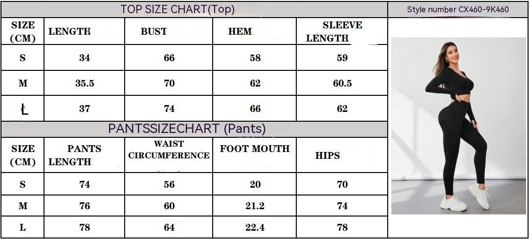 Yoga Clothes Sports Running Long Sleeve Two-piece Seamless Knitted Tight Trousers Suit