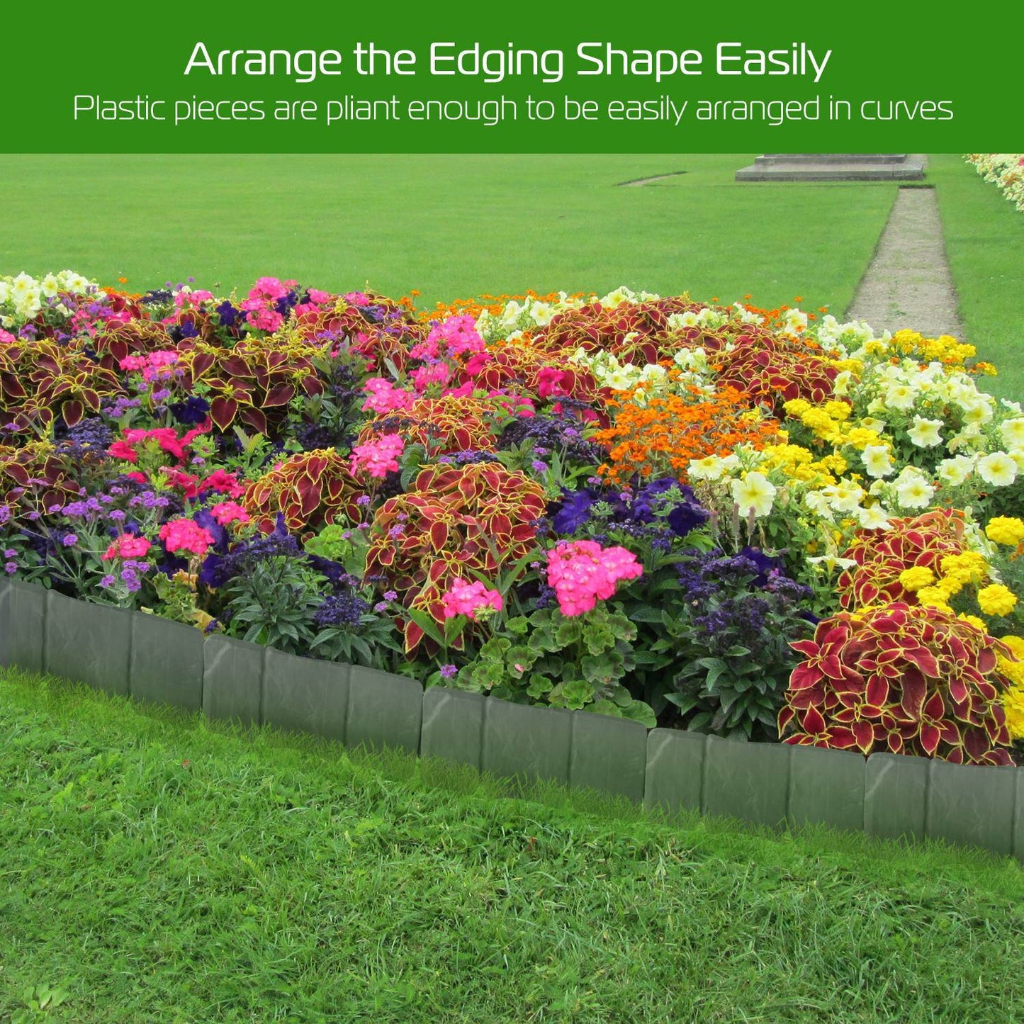 20PCS No-Dig Garden Edging Border – Imitation Stone Effect, Flexible & Weather-Resistant