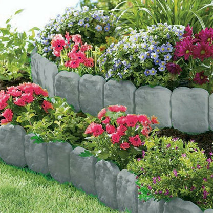 20PCS No-Dig Garden Edging Border – Imitation Stone Effect, Flexible & Weather-Resistant
