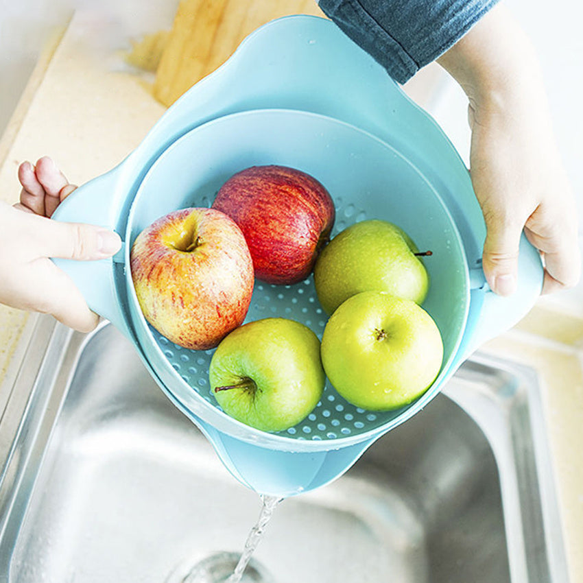 Multi-purpose Kitchen Drain Basket Bowl Double-layer Rotating Washing Vegetables Drain Basin Cleaning Fruit Drain Storage Basket