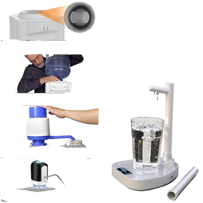 Portable water pump with features listed on a white background