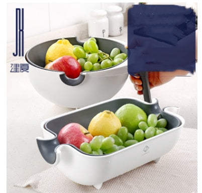 Double Drain Basket Bowl for Kitchen Washing & Straining