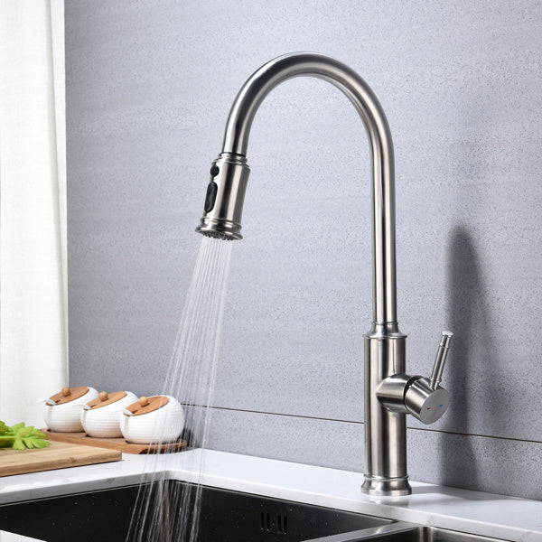 Pulling Nozzle Kitchen Faucet – Brushed Nickel, 360° Swivel, Single Handle