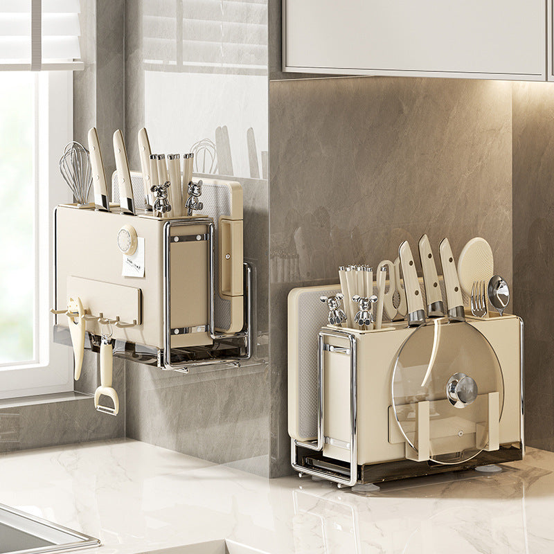 Magnetic Knife Holder Cutting Board Integrated Storage Rack