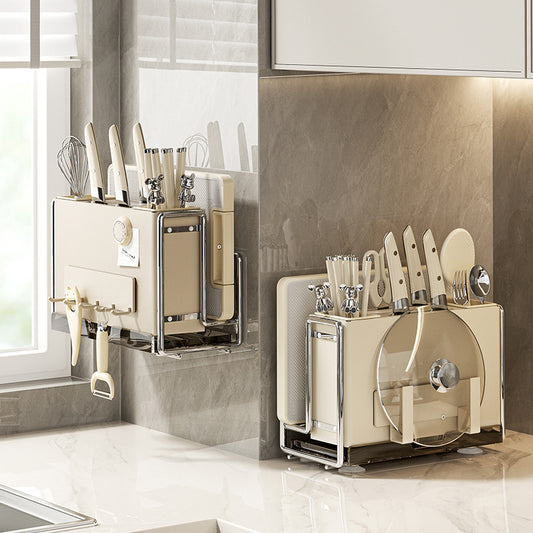 Magnetic Knife Holder Cutting Board Integrated Storage Rack