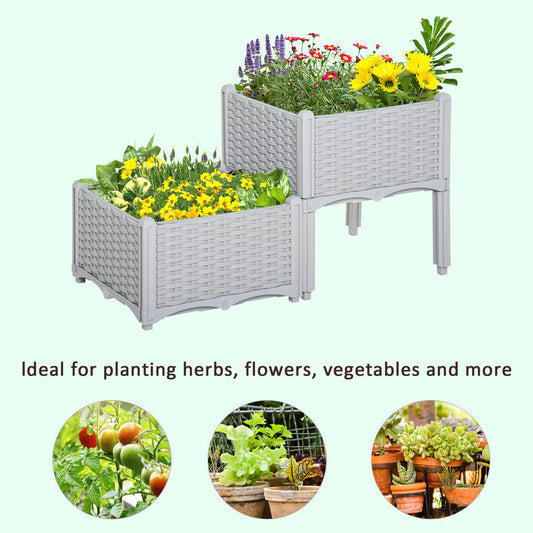 2-Piece Elevated Self-Watering Garden Bed