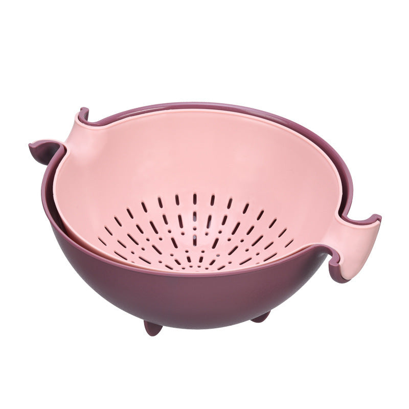 Double-Layer Rotating Fruit and Vegetable Drain Basket