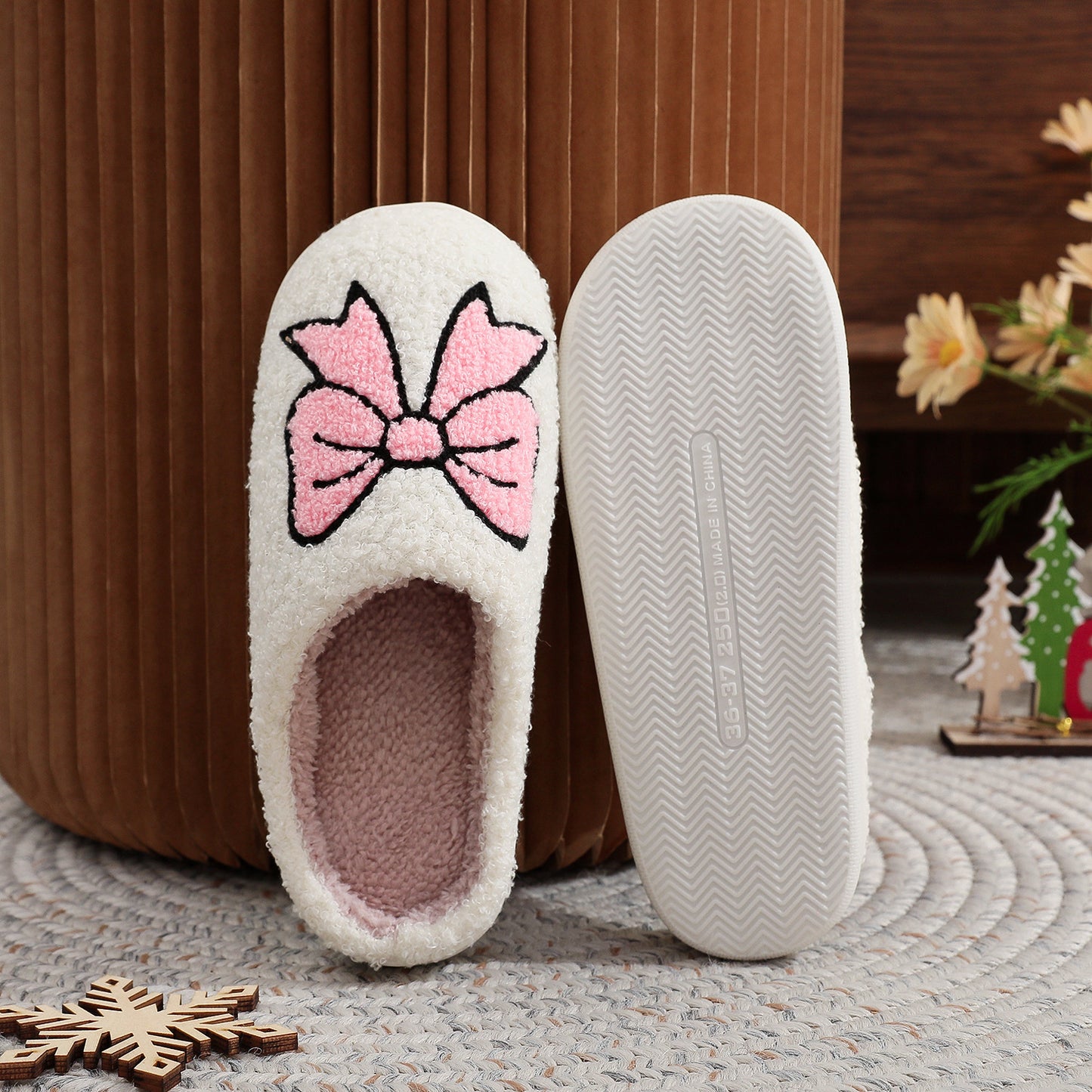 Creative New Cute Bow Cotton Slippers Women