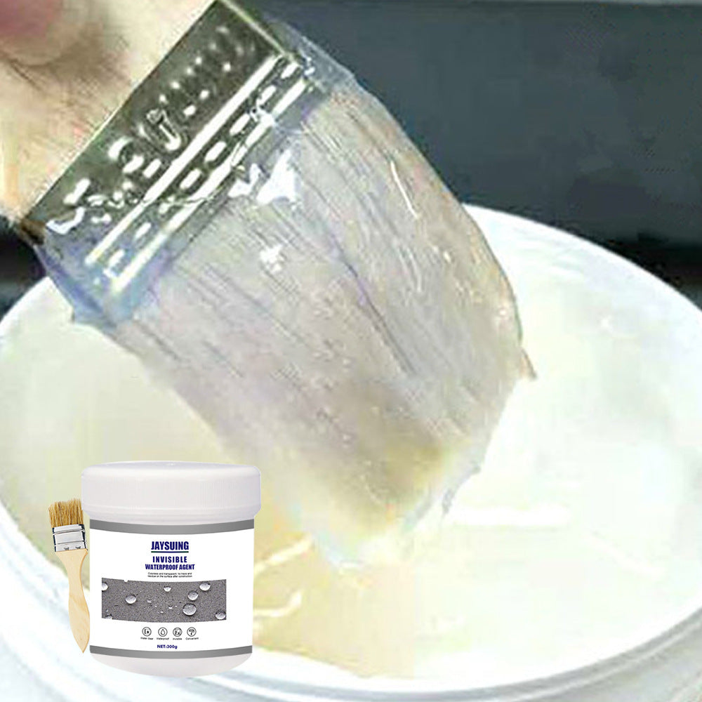 Clear adhesive being applied to a white surface with a container labeled 'JYING' in the foreground.