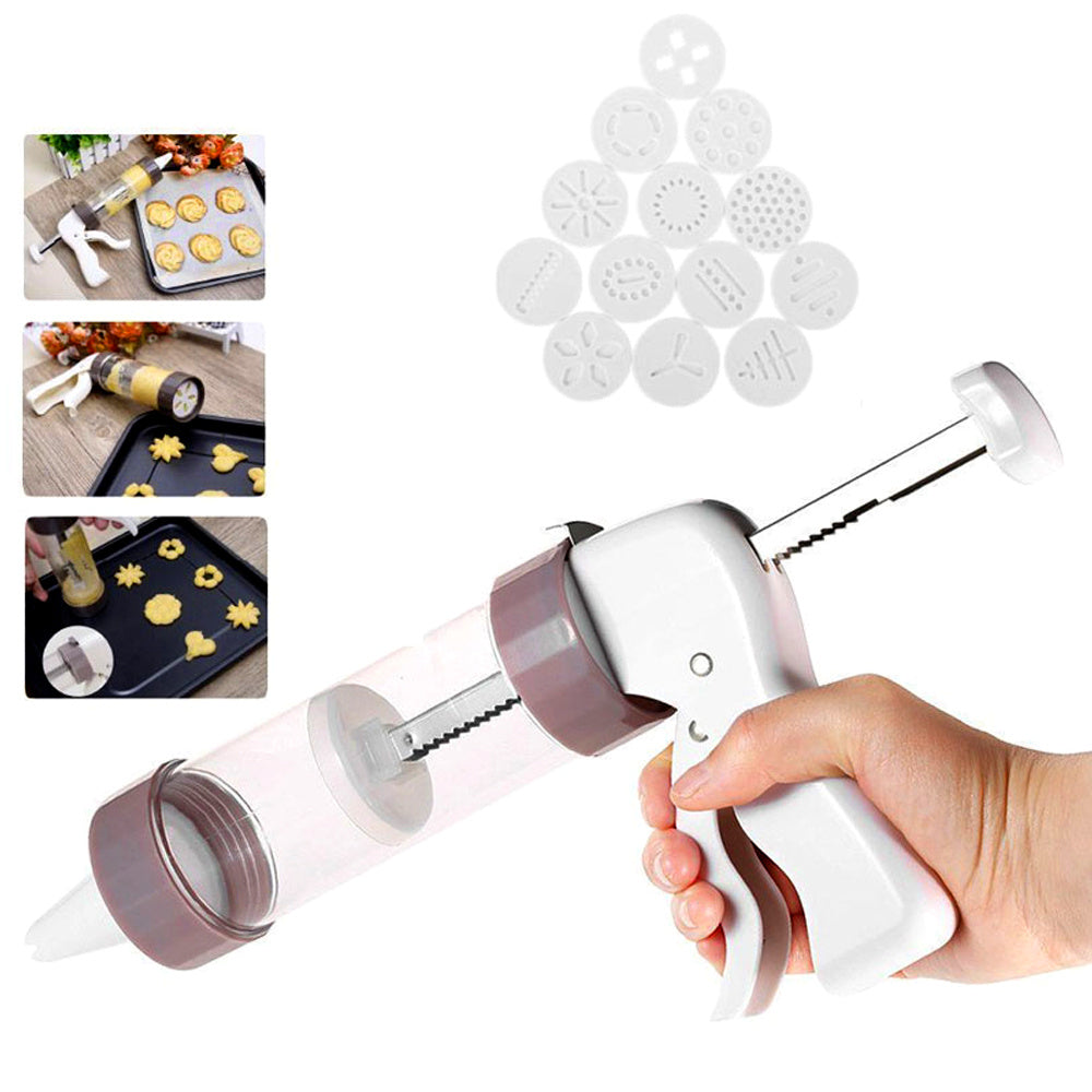 Cookie Press Gun Kit – 13 Discs & 6 Nozzles for Easy Biscuit Making