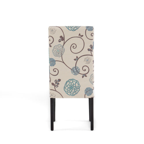 Contemporary White and Blue Dining Chair with Fabric Upholstery