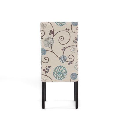 Contemporary White and Blue Dining Chair with Fabric Upholstery