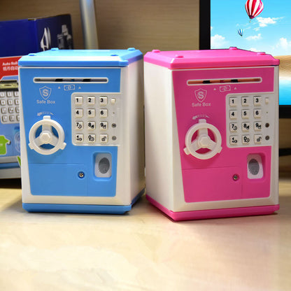 Fingerprint cipher box automatic roll up money bank